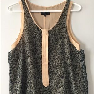 Rag & Bone Sleeveless, Dagger Print silk blouse